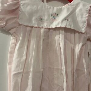 Petit Ami Pink Embroidered Baby Footie